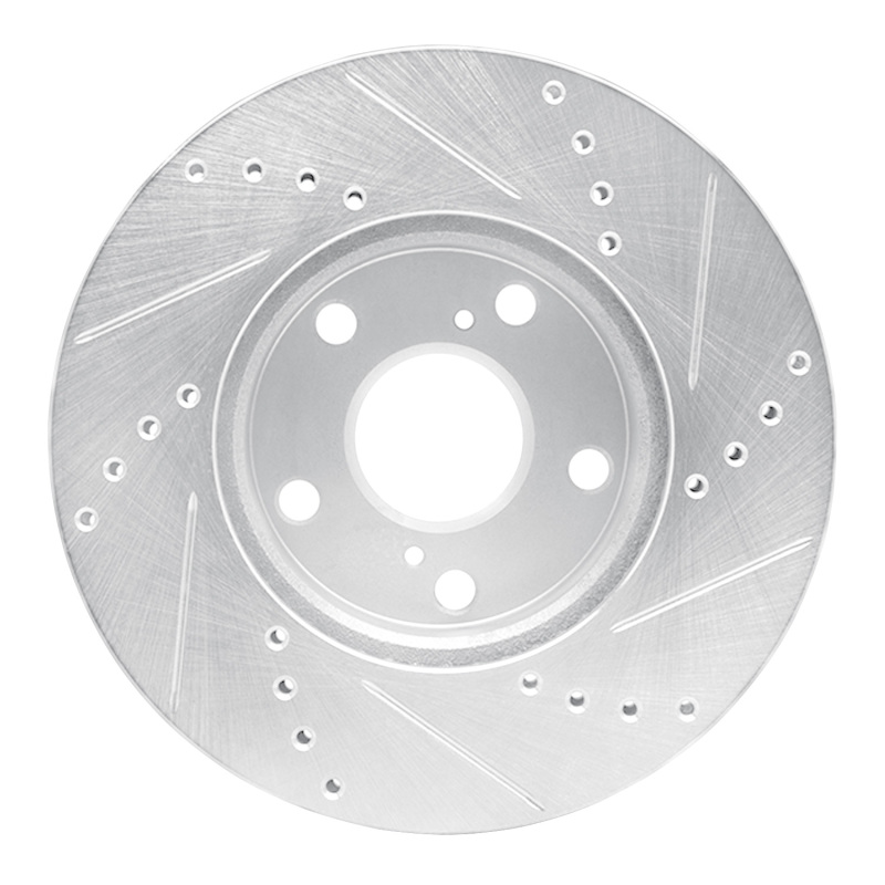 Toyota Tacoma Brake Rotor (1) - Front Left - R1 Concepts - Drilled & Slotted - Silver - `05-`15